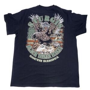 STURGIS 2016 black t-shirt men's  motorcycle graphic print front and back MEDIUM